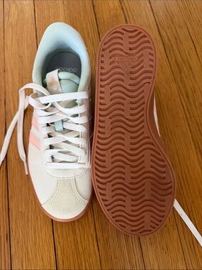adidas Women’s White Sneakers with Pink Accents